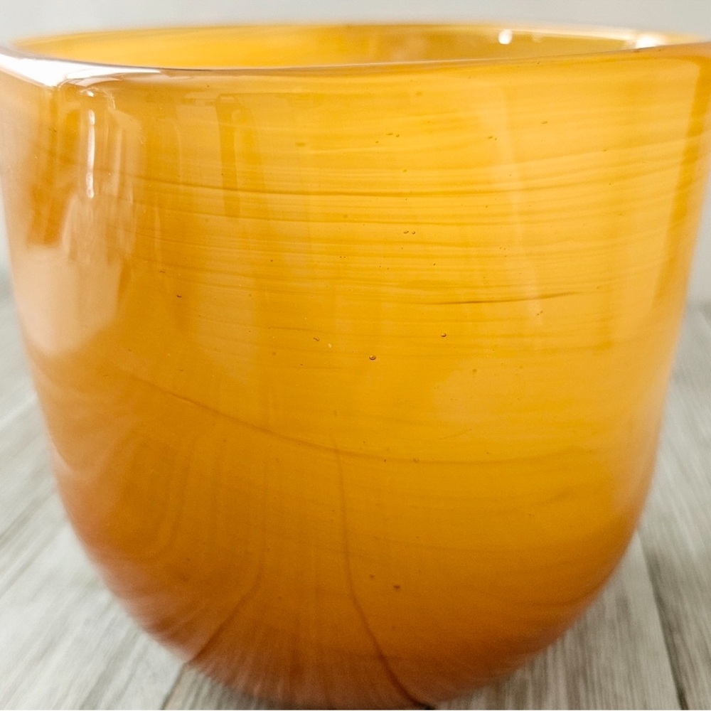 Vintage Golden Brown Hand Blown Glass Bowl Decorative Dish Planter - Picture 14 of 14